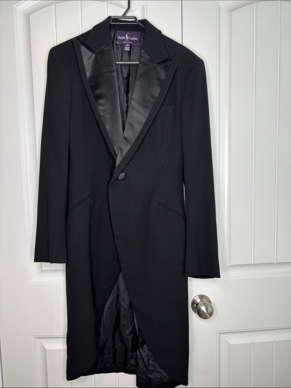 Ralph Lauren purple label, vintage, tuxedo tailed wool jacket. Size 6